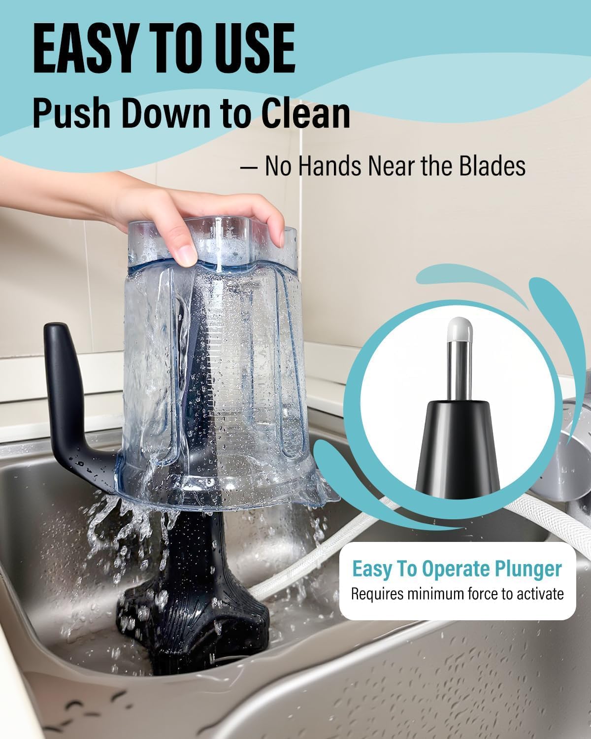 Blender Container Rinser – Powerfully Rinses 64OZ vitamix Blender, Jars, Cups, Pitchers & Bottles in Seconds Ideal for Commercial Restaurant Kitchens, Bars, Smoothie or Coffee Shops Five year warranty