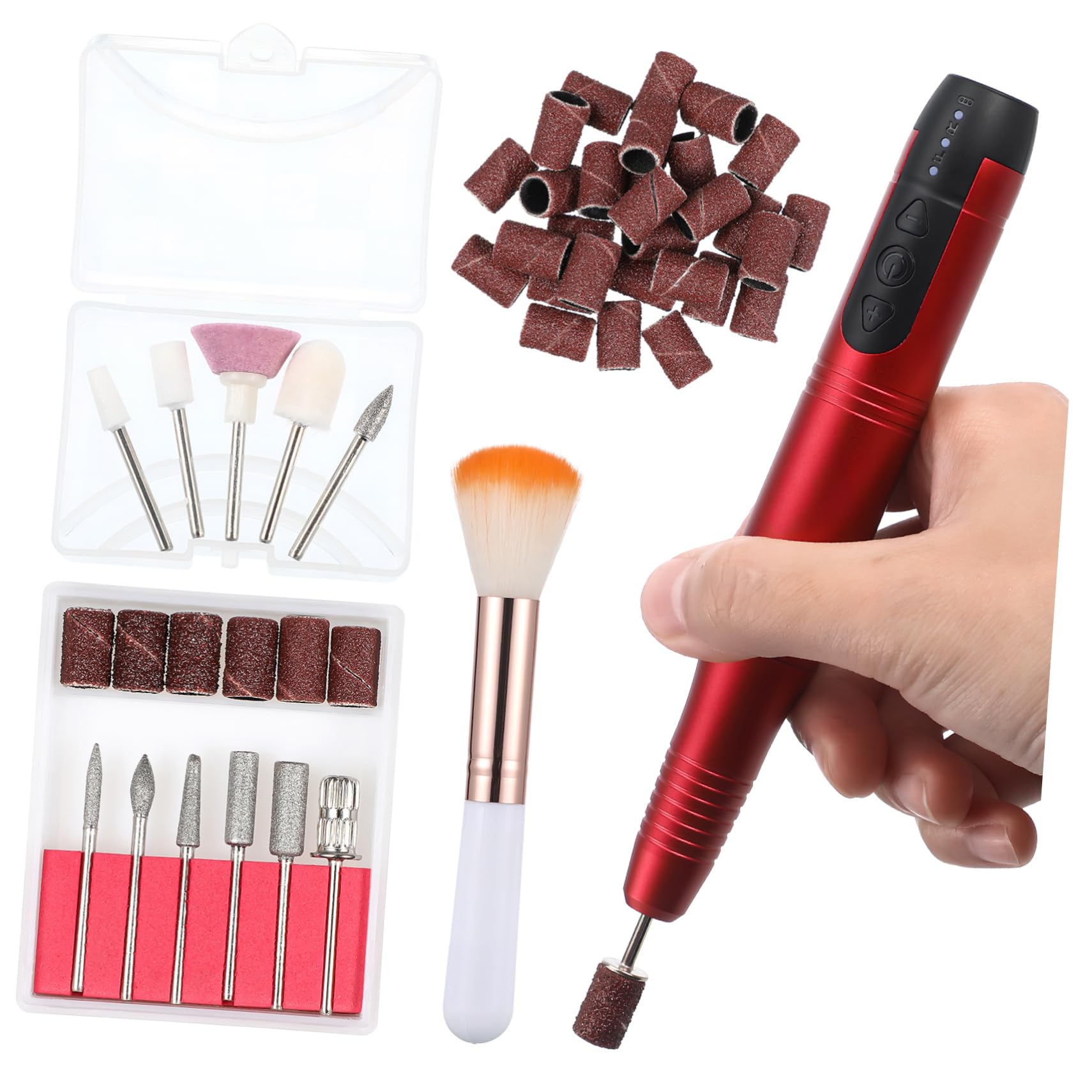 1set Trapano Elettrico Per Unghie Kit Manicure Portatile Con Batteria Integrata Levigatore Manicure Per Donne Strumenti Professionali Per Salone e Uso Domestico