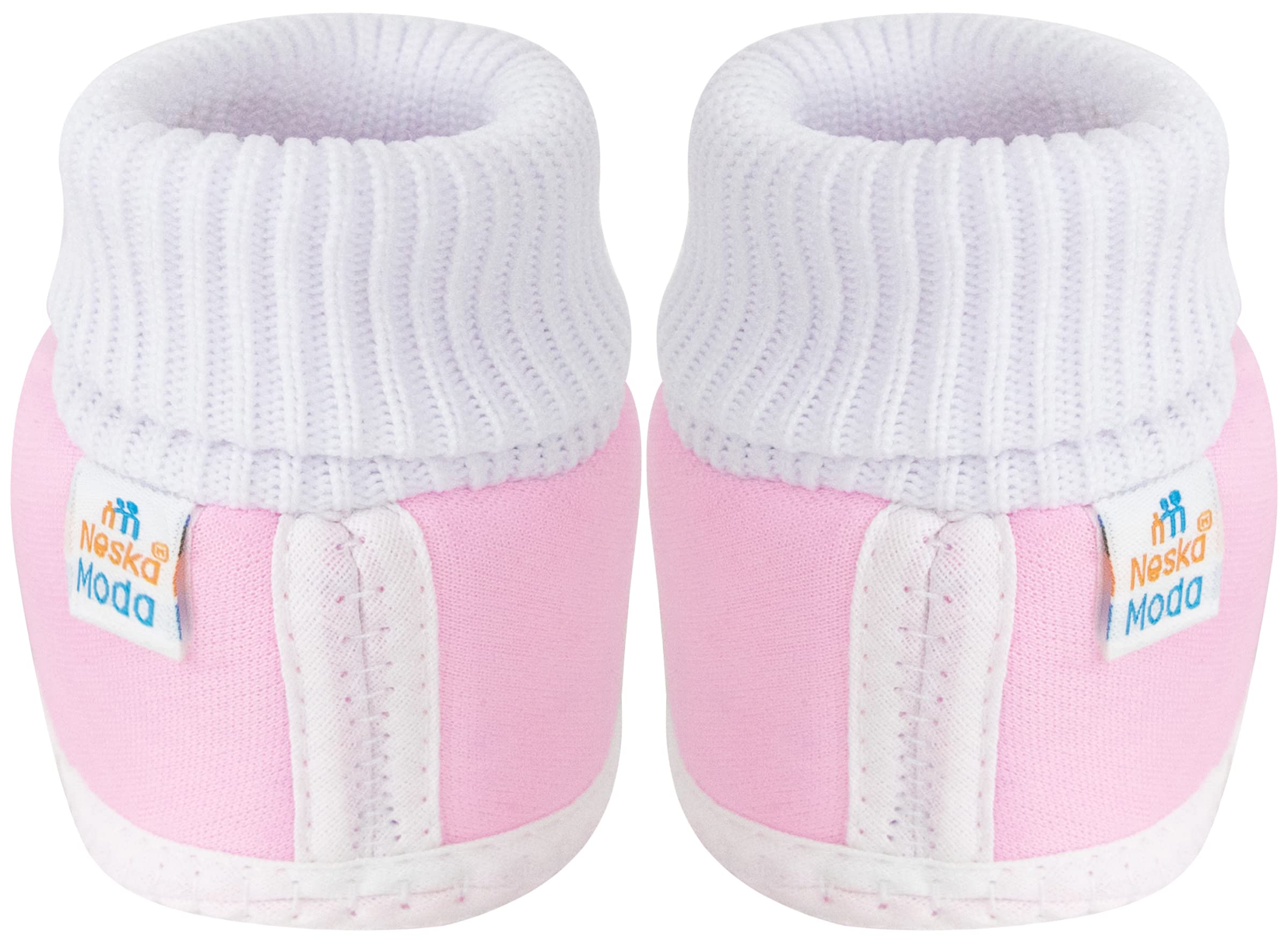 Neska Moda Unisex-Baby's Soft Booties for 6 to 12 Months (White Pink, 12 Cm Length) 2