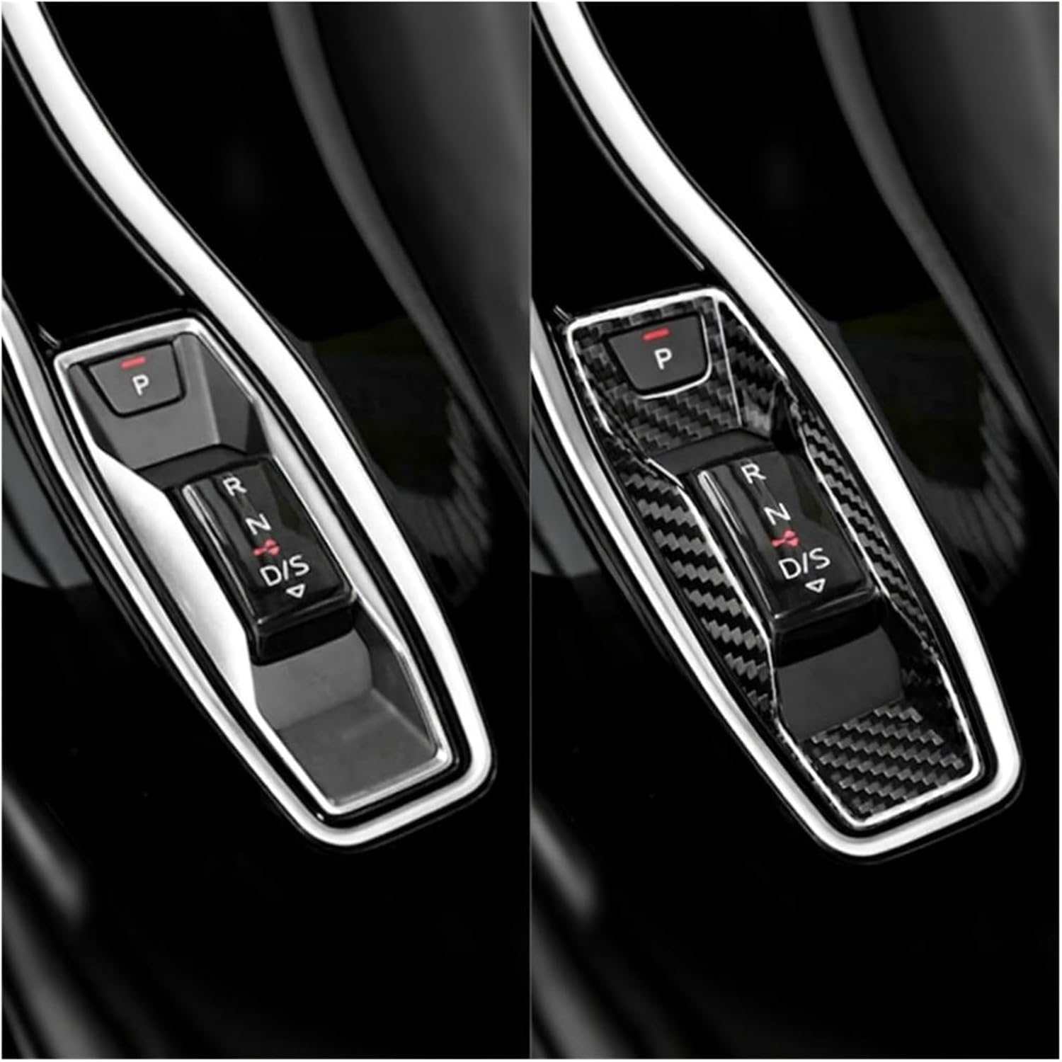 Real Hard Carbon Fiber Gear Shift Inner Frame Trim Compatible for Audi A3 A5 A6 Q4 Q5 Q6 SQ5 SQ6 RS3 2024 2025 Black Accessories​ Cover​