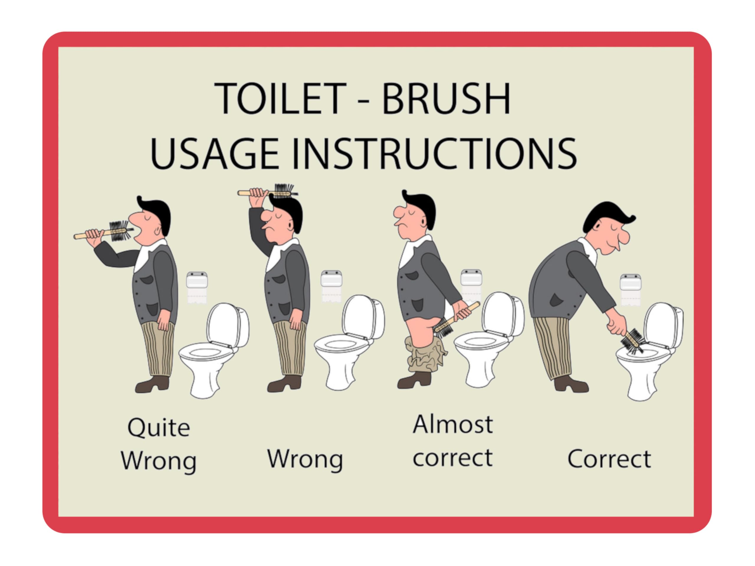 2433 Toilet Brush Usage Instructions Funny Metal Aluminium Plaque Sign (20x15cm)