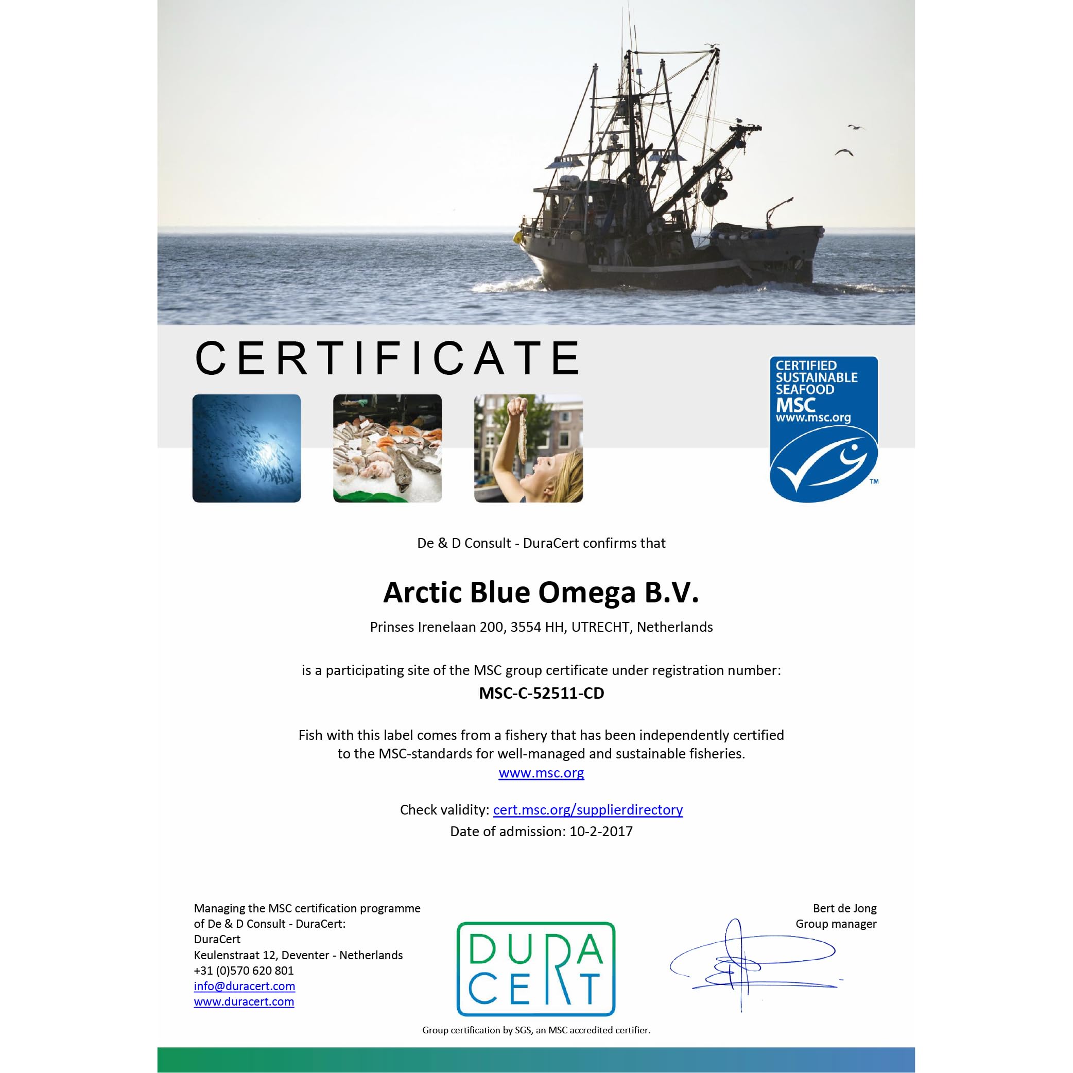 Arctic Blue Omega 3 Fischöl – 250 ml flüssig – MSC-Zertifiziert - hochdosiert mit DHA, EPA und Vitamin D – ohne Aufstoßen oder Fischgeruch – arktisches Fischöl – Orangengeschmack