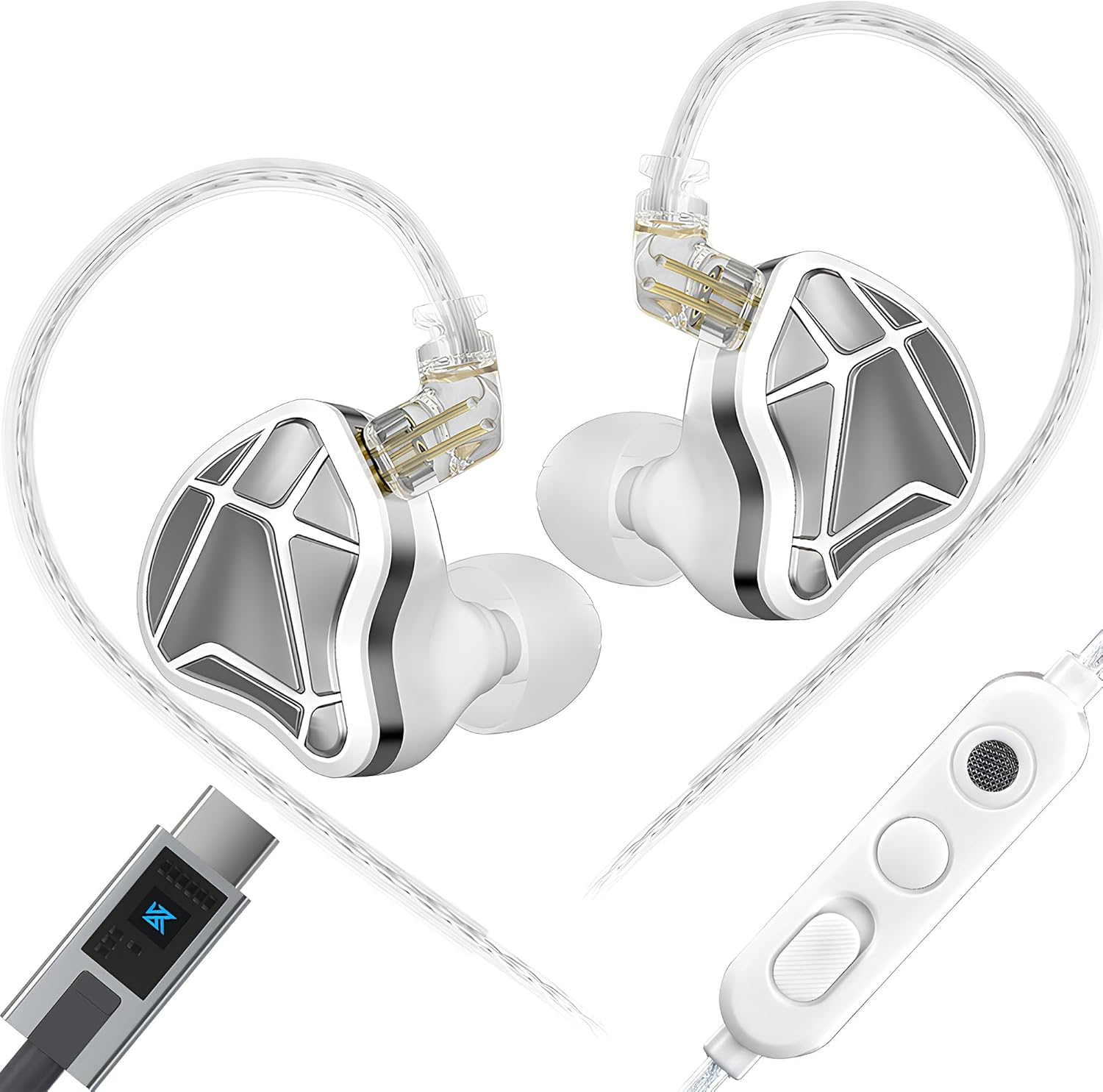 KZ Axas FPS Gaming Earphones with Hi-Fi Drivers,Detachable Cable,Portable Sound Card,Esports Wired Earbuds for PC,Switch etc (Black, with Microphone)