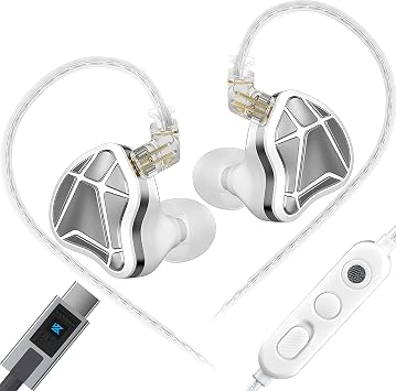 KZ Axas FPS Gaming Earphones with Hi-Fi Drivers,Detachable Cable,Portable Sound Card,Esports Wired Earbuds for PC,Switch etc White, Type-C