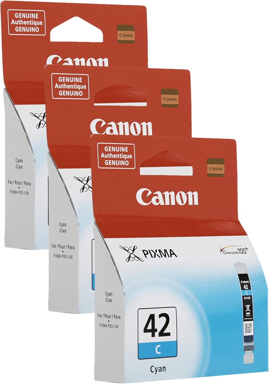 Canon CLI-42 C Cyan Ink Tank Compatible to PIXMA PRO-100 (Pack of 3)