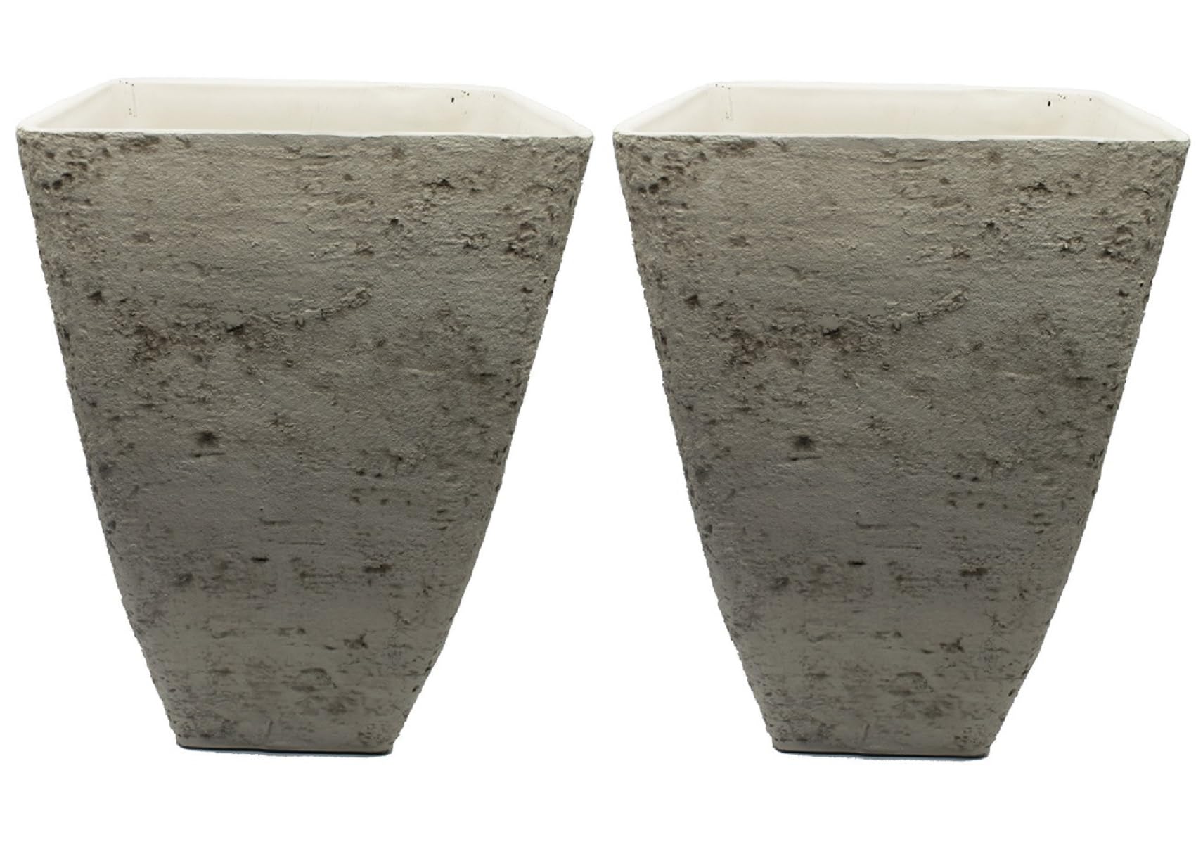 Photo 1 of !!FINAL SALE!!The HC Companies Tahoe Tall Square Planter - Weather-Resistant Indoor & Outdoor Plant Pot - Premium Decorative Planter Made from Crushed Stone Resin (23”H, White Birch, Pack of 2)