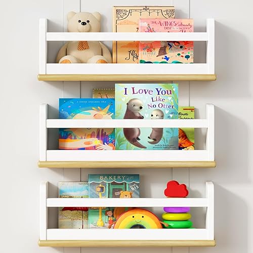Miniatura 13 de Estantes Flotantes para Libros de Guardería para Pared, Estantería de Pared de Madera Natural para Habitación de los Niños Dormitorio, Pequeño 1.