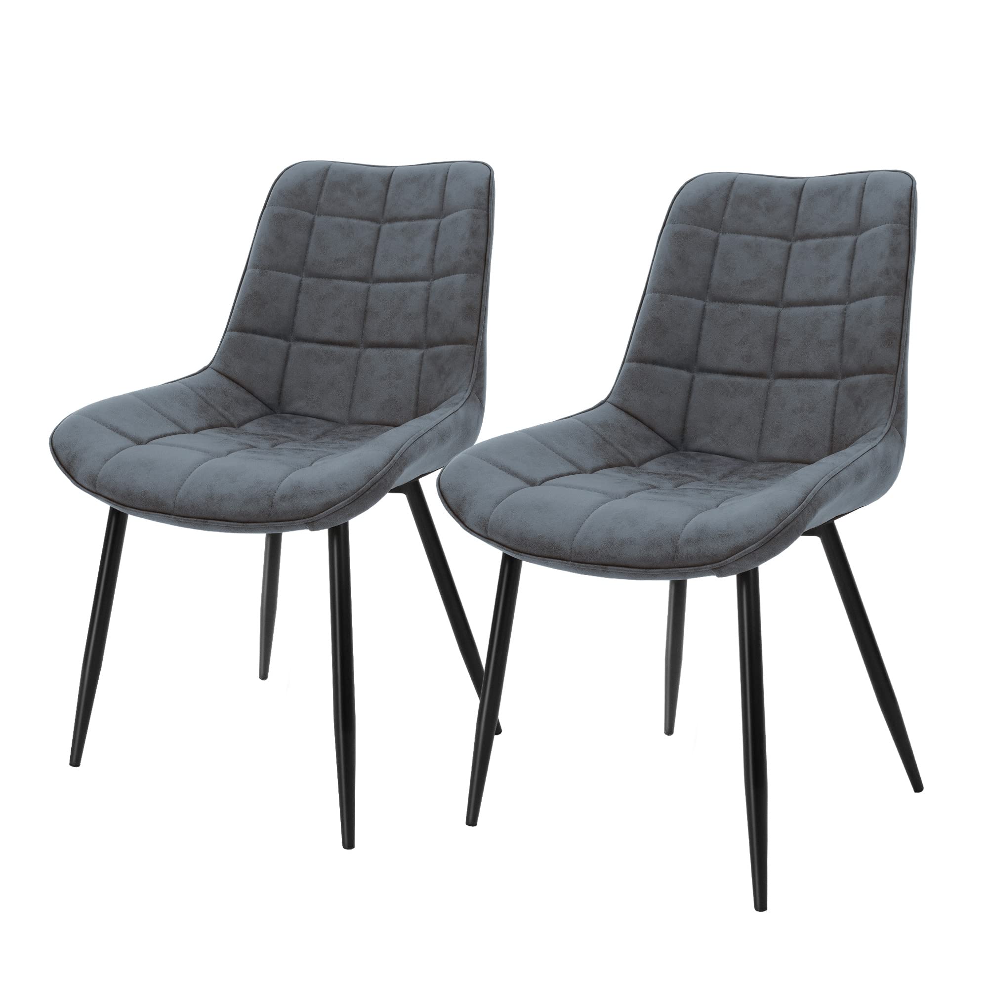 ML-Design Set di 2 Sedie per Sala da Pranzo Antracite con Schienale Sedia per Cucina con Rivestimento in Ecopelle Imbottita Gambe in Metallo Sedia Salotto Soggiorno Materiale Traspirante e Morbido