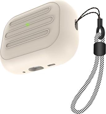 Anti-Lost Case for AirPods Pro 3 one-Piece Design case,Wireless Charging, LED Visible,Lanyard Included. Beige
