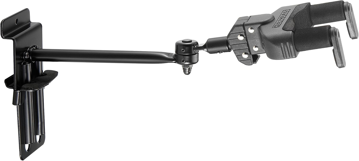Hercules Stands GSP50SB Slat Wall Mount Long Arm Guitar Hanger with Auto Grip System