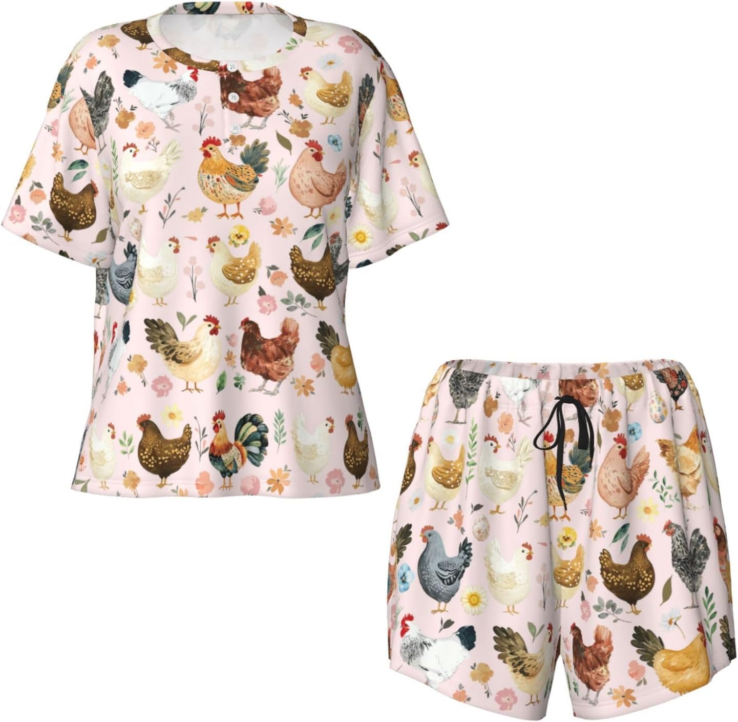 Pajamas Set For Women Short Sleeve T-Shirts Shorts Jumpsuit Sleepwear Nightwear Home Summer Pajamas Suit - Image 5