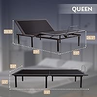 Vista 2 de Base de cama ajustable Queen con control remoto inalámbrico + colchón de espuma viscoelástica de gel Queen de 12 pulgadas cama en una caja