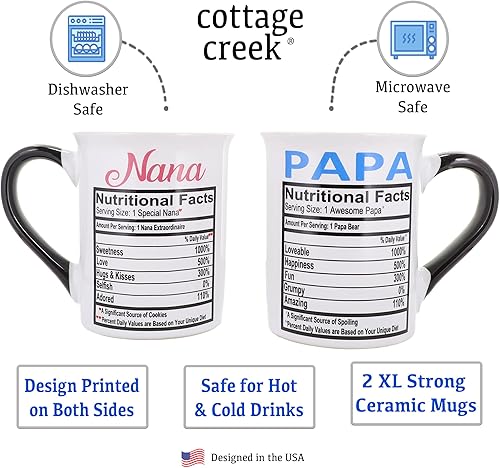 Miniatura 2 de Cottage Creek Taza de Nana Papa, regalos de Nana Papa, juego de tazas de 2 piezas para abuela y papá, anuncio de embarazo para abuelos, tazas de