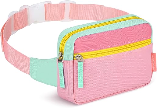 WOOMADA Fanny Pack, Crossbody Bag Waist Bag with Adjustable Waistband, Cute Belt Bag for GiftsTurquoise&Pink