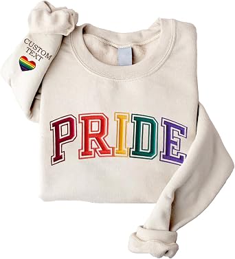 LOVELYPOD Embroidered Pride Sweatshirt, Embroidered LGBT Shirt, Social Justice Crewneck, Anti Racism, Human Rights Shirt