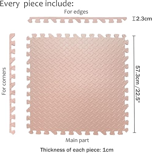 Vista 32 de HTTMT - Alfombra blanca 4 x (16 pies cuadrados) para gimnasio, 24 x 24 pulgadas, espuma EVA, ejercicio entrelazado, rompecabezas de fitness, tapete