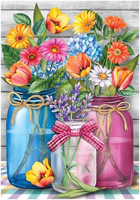 MXJSUA 5D Diamond Painting Kits for Adults, 5D Diamond Art Kits Adults Flowers, Full Drill Diamond Painting Valentine's Day Flowers Gem Painting Diamond Painting Flowers Kits Home Wall Decor 30x40 CM