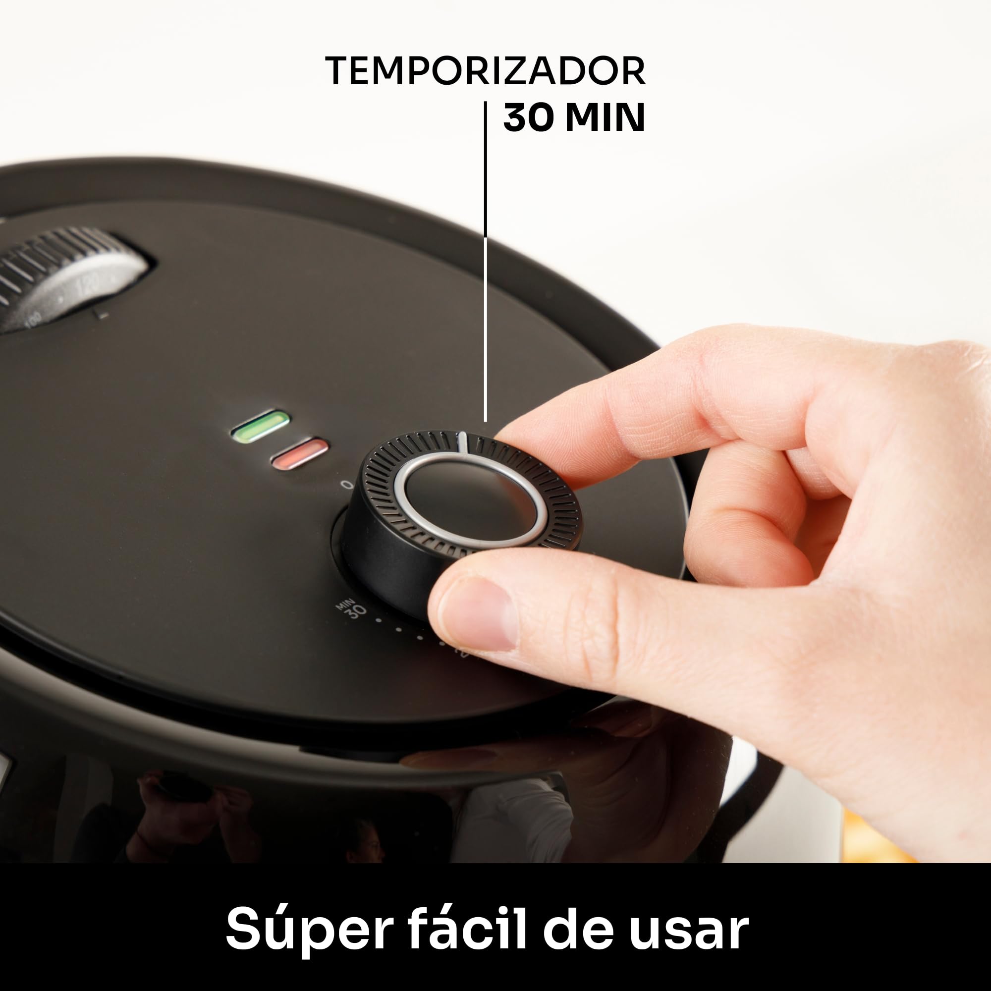 Mellerware - Freidora sin Aceite Crunchy Medium 1000W, 3,5 l, Temporizador Programable, Air Fryer 80-200ºC, Sin BPA/PFOA, Freidora de Aire Análogica, Negro
