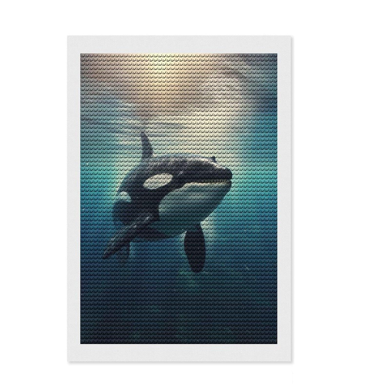 Junmoney Orca 3 Round Drill Diamond Painting 8"x12", for Creative Relaxation, Full Kit Included, Boho Decor, Gift Idea