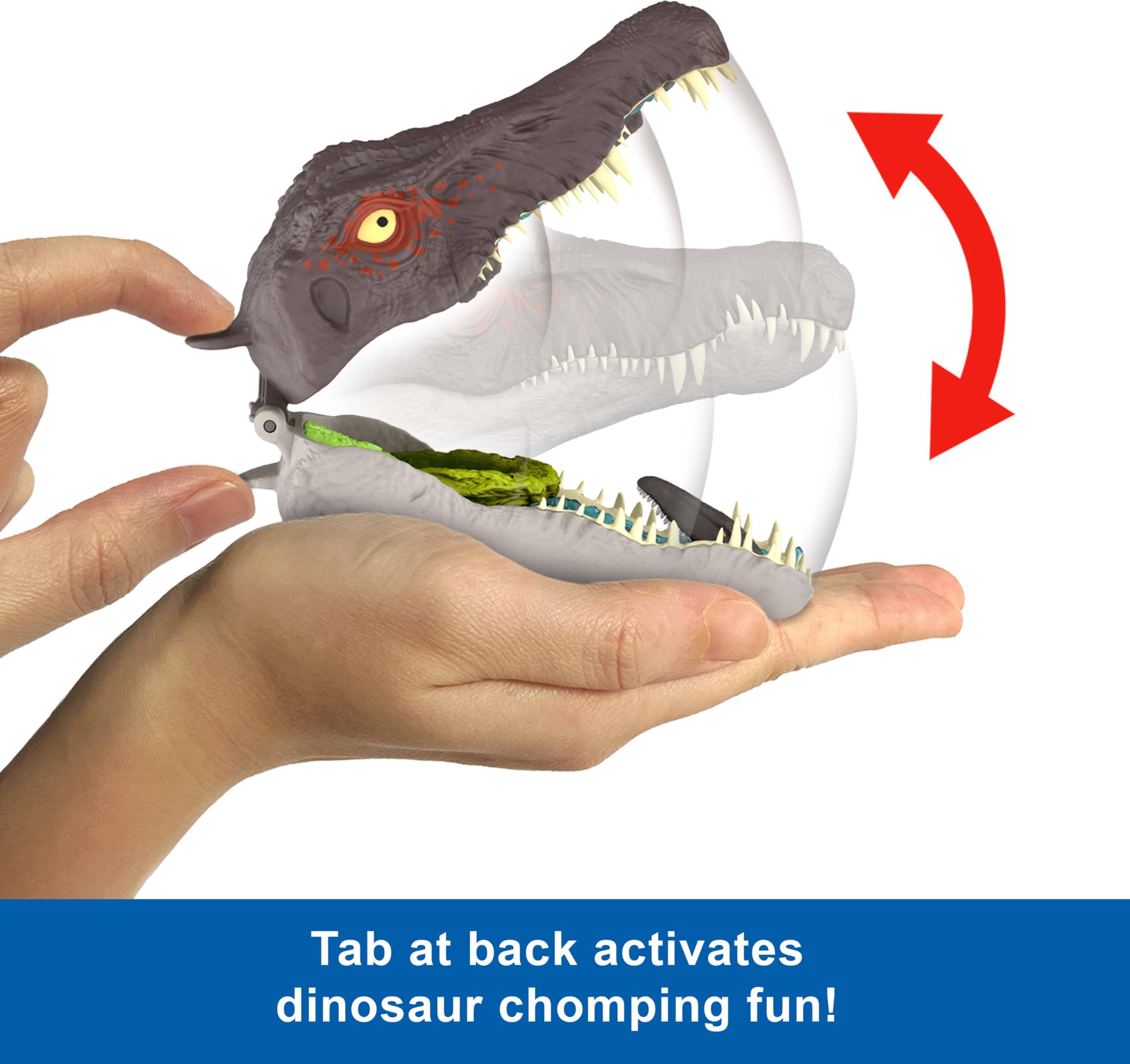 Mattel Jurassic World: O renascimento, conjunto de jogo mini, cabeça do pinossauro abre-se, 4 Mattel Jurassic World: O renascimento, conjunto de jogo mini, cabeça do pinossauro abre-se, 4