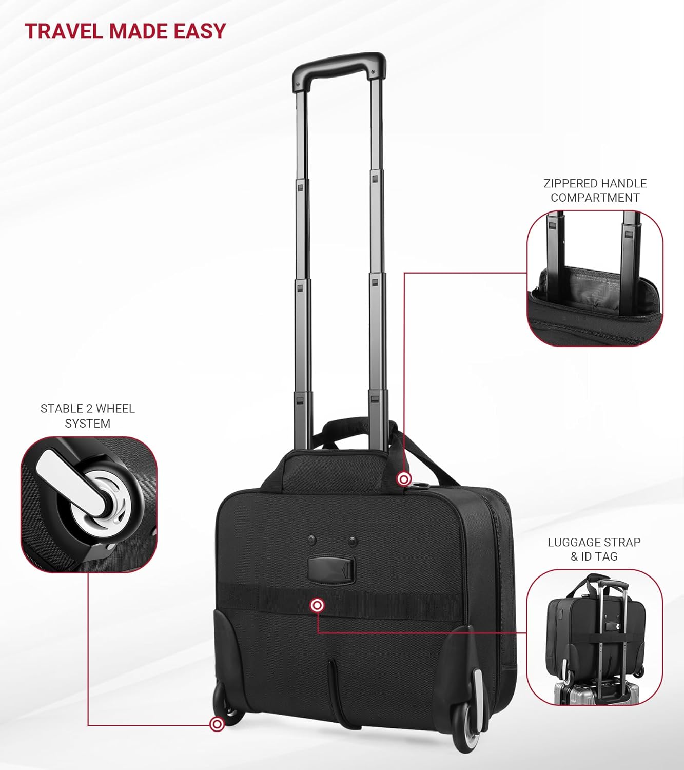 star cloud Rigid Frame Rolling Laptop Bag 18"×14"×8", Water-Resistant Rolling Briefcase with Wheels, Business Travel Computer Bag, Underseat Carry on Luggage for Men & Women - Image 5