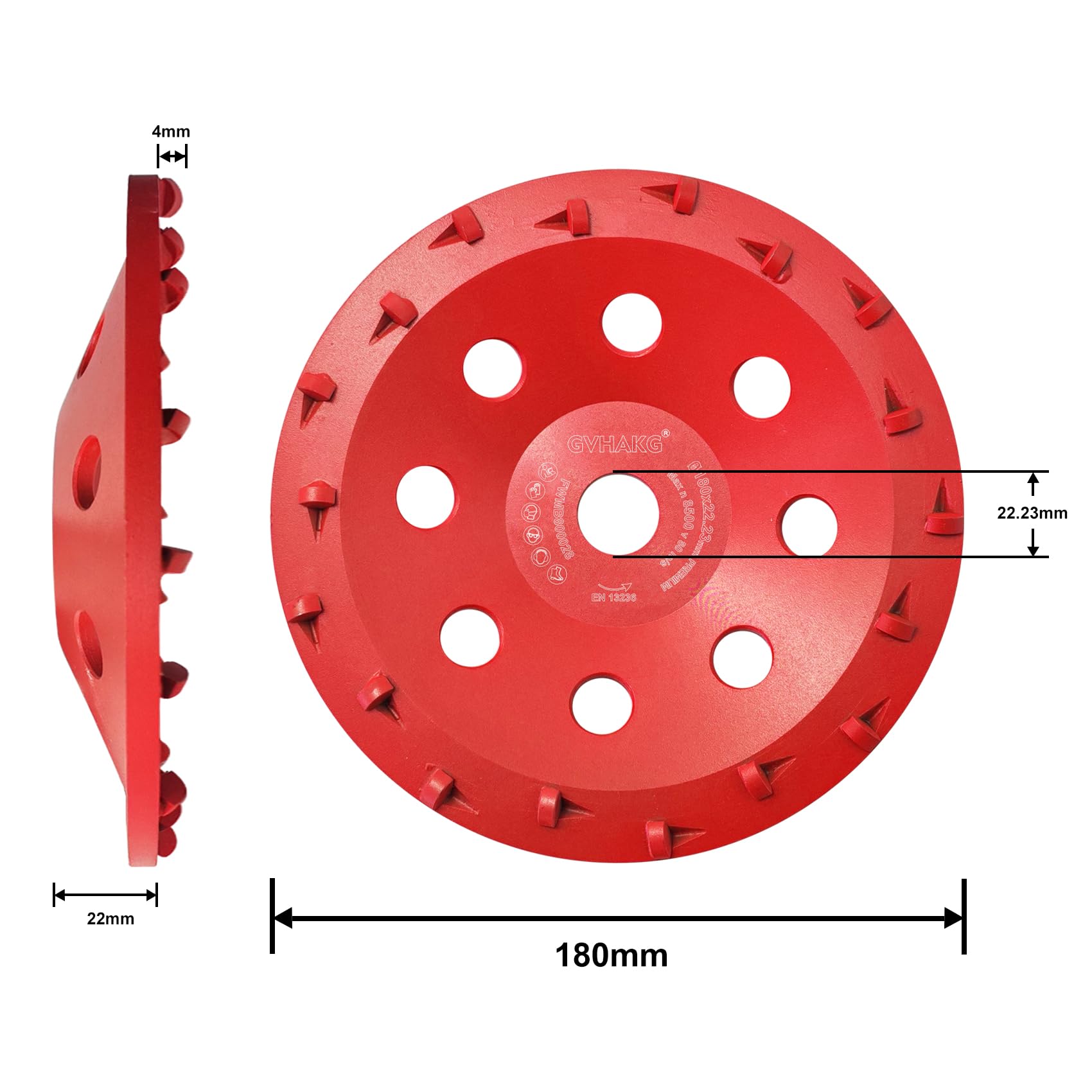 PKD Disque abrasif 180 mm avec 18 segments (180 x 22,23 mm)