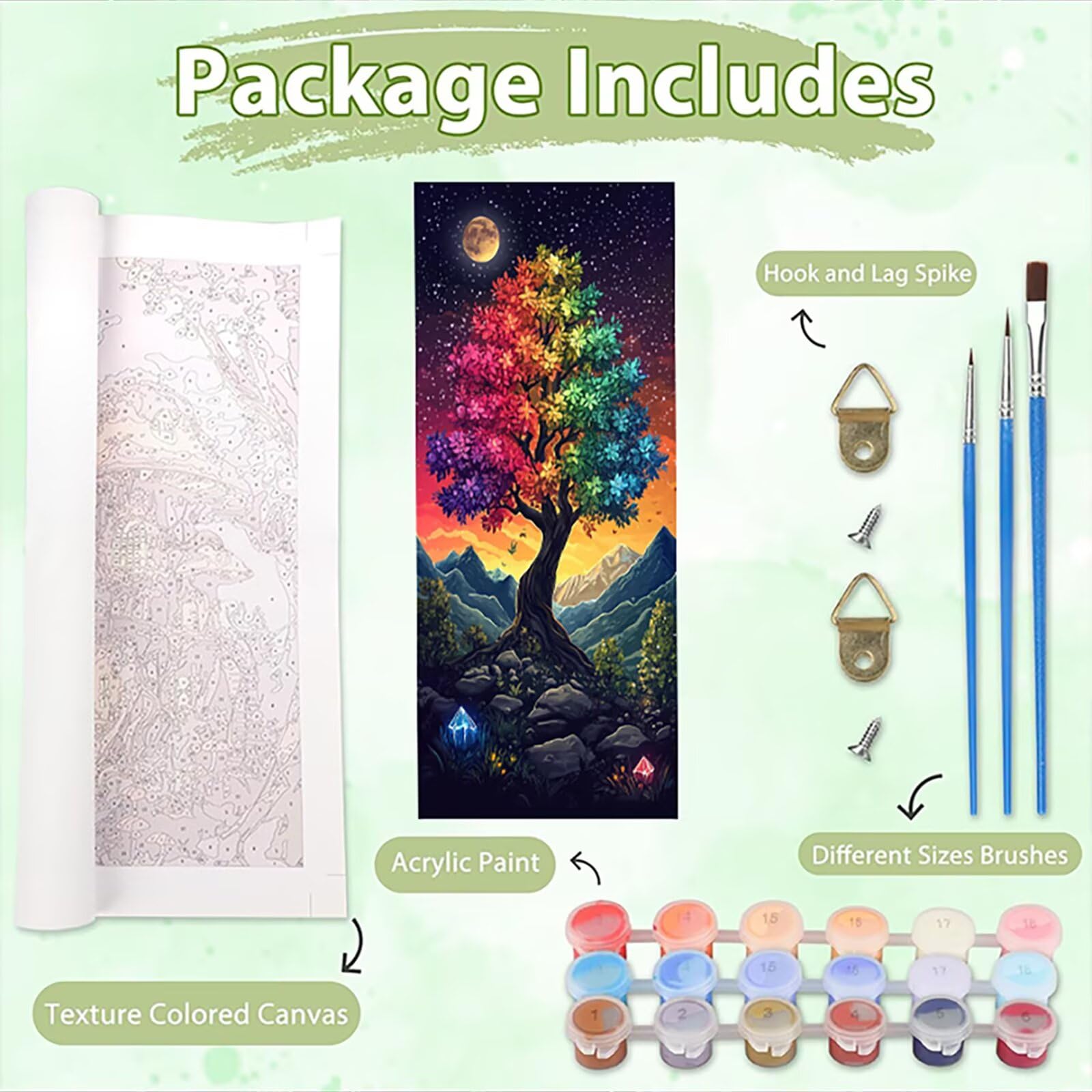 Il Cielo Stellare Dipingere z i Numeri Adulti, Misura XXL 80 x 240 cm, Albero Della Vita Paint by Numbers Kit Principianti z 3 Penne, Zestaw Fai Da Te, Hobby Creativi Adulti, (Senza Cornice) P0M-411
