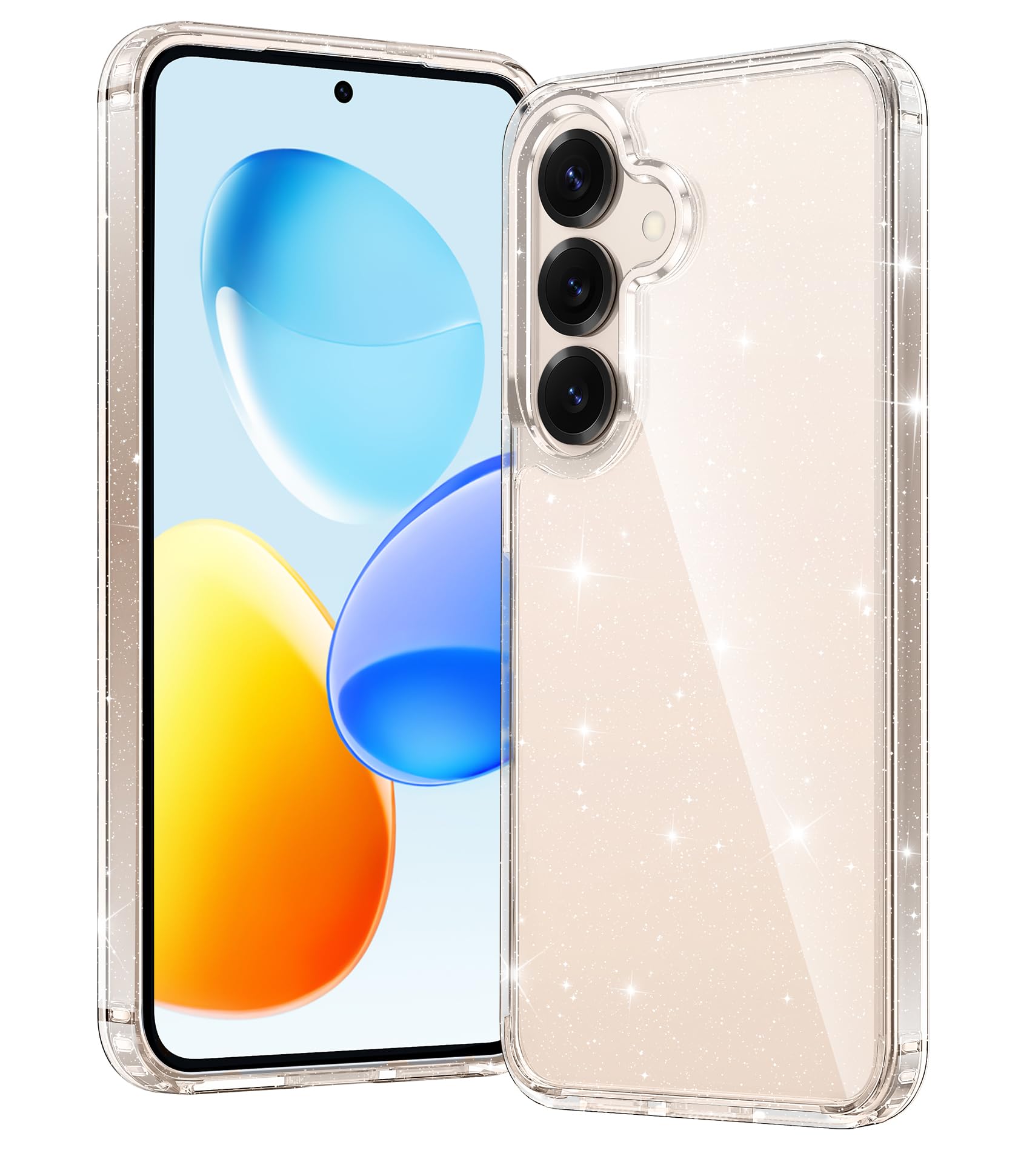 FNTCASE for Samsung Galaxy S25 Case Glitter Compatible with Magsafe | Anti Yellowing Clear, Magnetic Phone Cases, Slim, Rugged, Shockproof Protective, Transparent Cell Cover