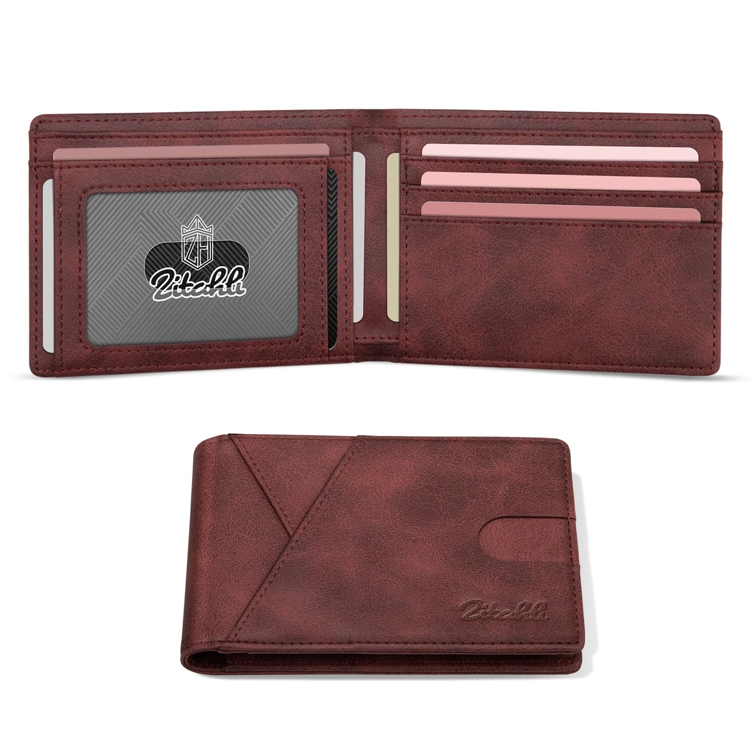 Zitahli Bifold Wallets for Men, Slim RFID Leather Card Holder Cash Pocket | Minimalist Front Pocket Design, Holds 11 Cards, RFID Protection, Gifts for Men on Birthdays, Father’s Day, and Christmas