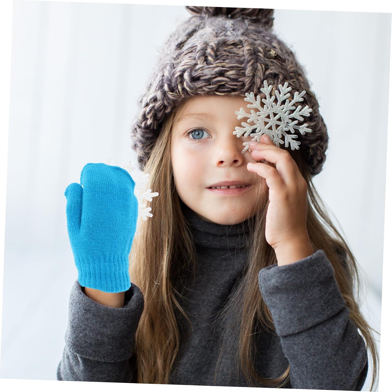 Boy Girl Winter Mittens Soft and Warm Knitted Gloves for Toddlers Thick Mittens Blue for Cold Weather Protection for Everyday Use