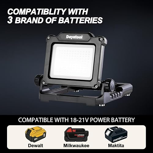 Miniatura 3 de Luz de trabajo magnética LED inalámbrica de 25 W 4000 lm compatible con Makita, Dewalt, Milwaukee, Bosch, Black and Decker, cable Porter, batería