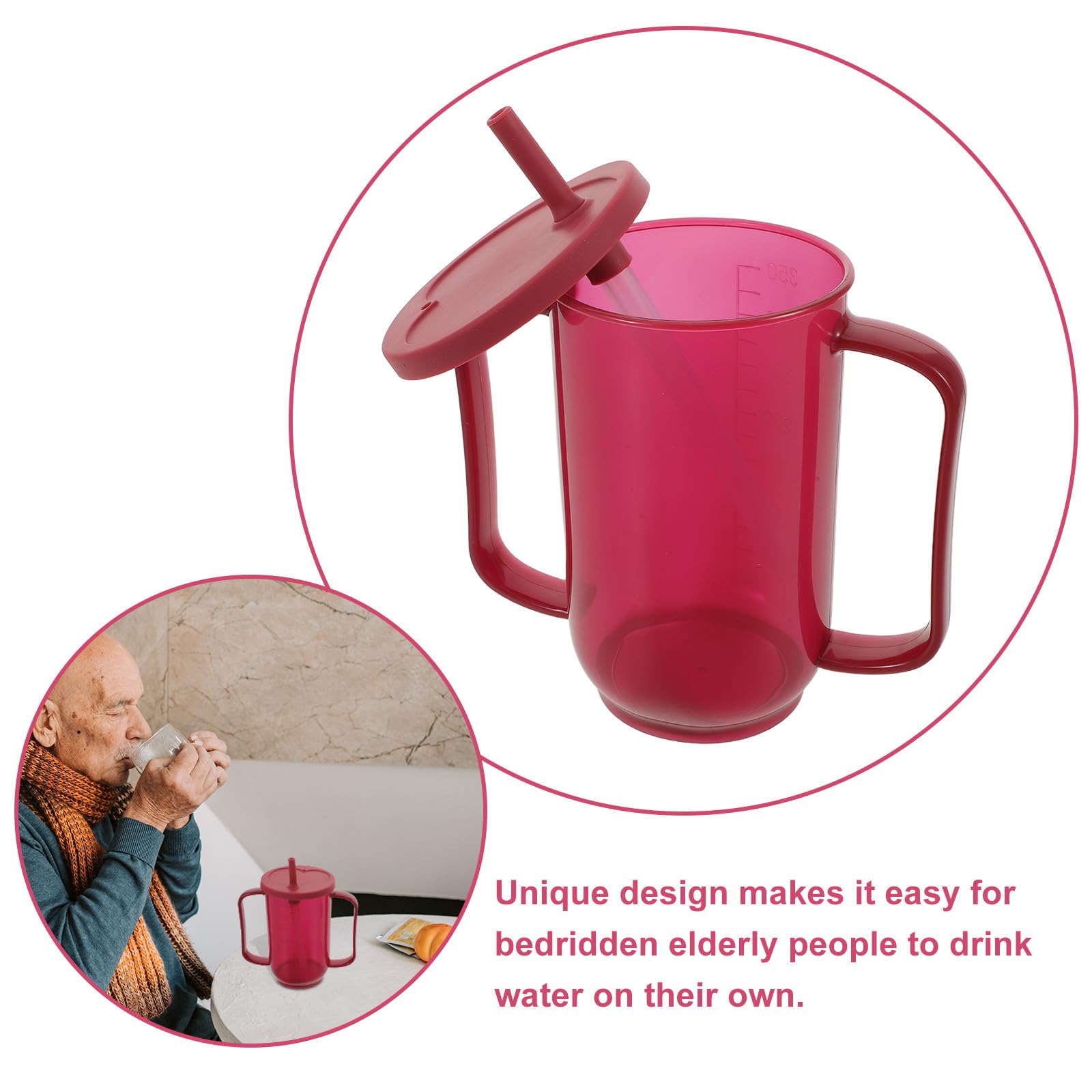 UPKOCH 2 vasos antiderrame para personas mayores - Vaso de agua de 250 ml para cuidados de enfermería, ideal para pacientes encamados - con boquilla para personas mayores, recipiente para líquidos,
