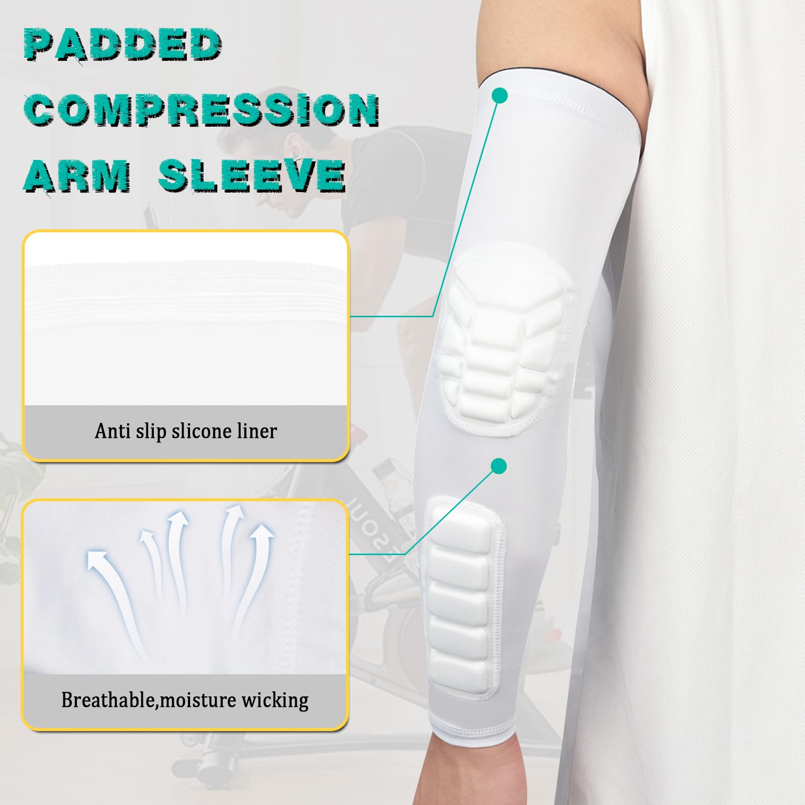 Codera Manguitos Codo y antebrazo con Acolchado, 2 Piezas, para Voleibol, fútbol, Baloncesto, Futbol Americano, Balonmano