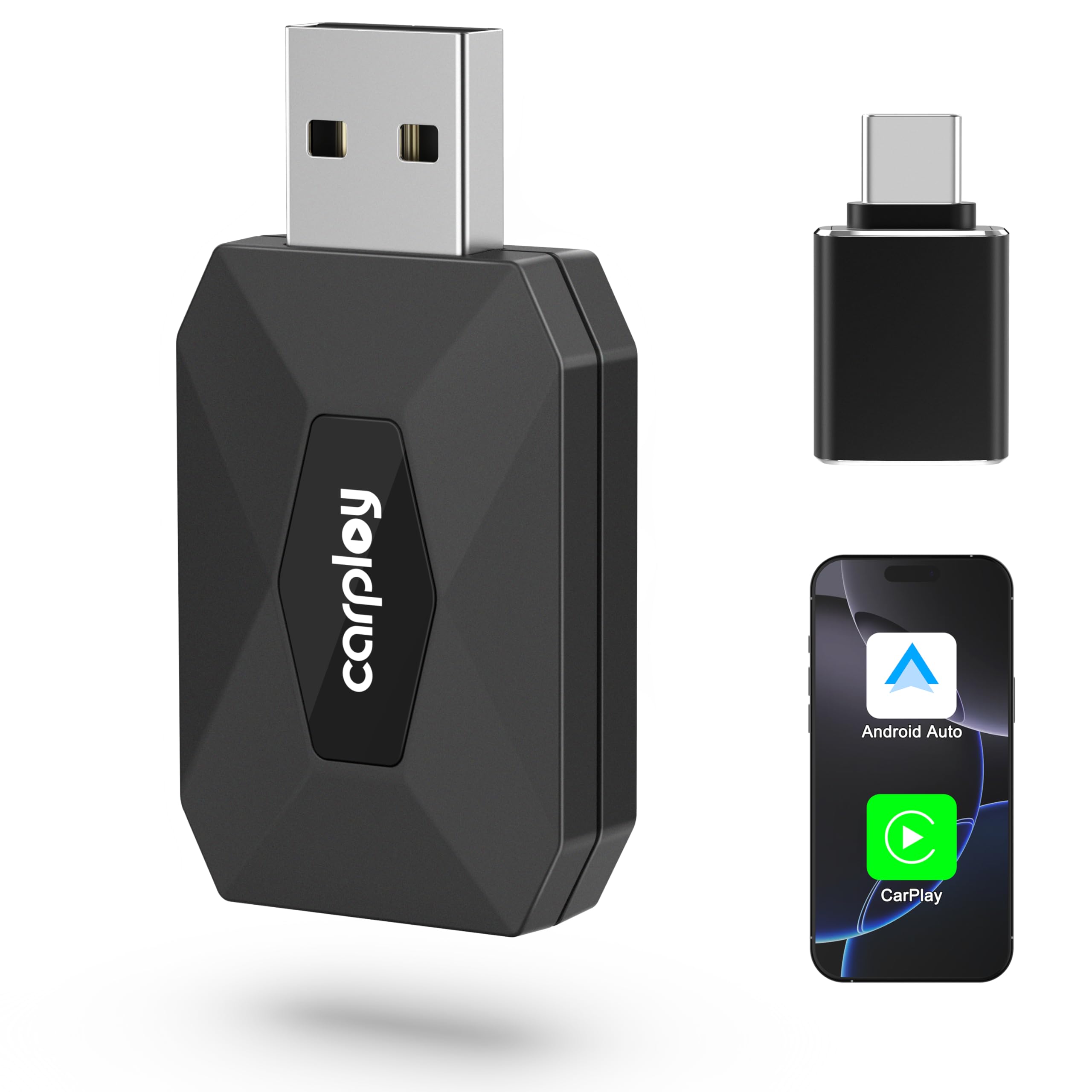 Wireless CarPlay Adapter, 2026 Upgrade 3X Schnelleres Auto-Verbindung & Keine Latenz, Plug & Play, Bluetooth 5.3 & WiFi 6, iOS 10+/Android 10+, 927+ Autos (Dual-System für Apple & Android, Schwarz)