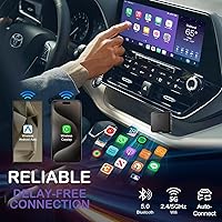 Vista 7 de Apple Carplay portátil de 7 pulgadas, pantalla táctil inalámbrica de doble DIN, compatible con Apple Carplay y Android Auto, estéreo para automóvil