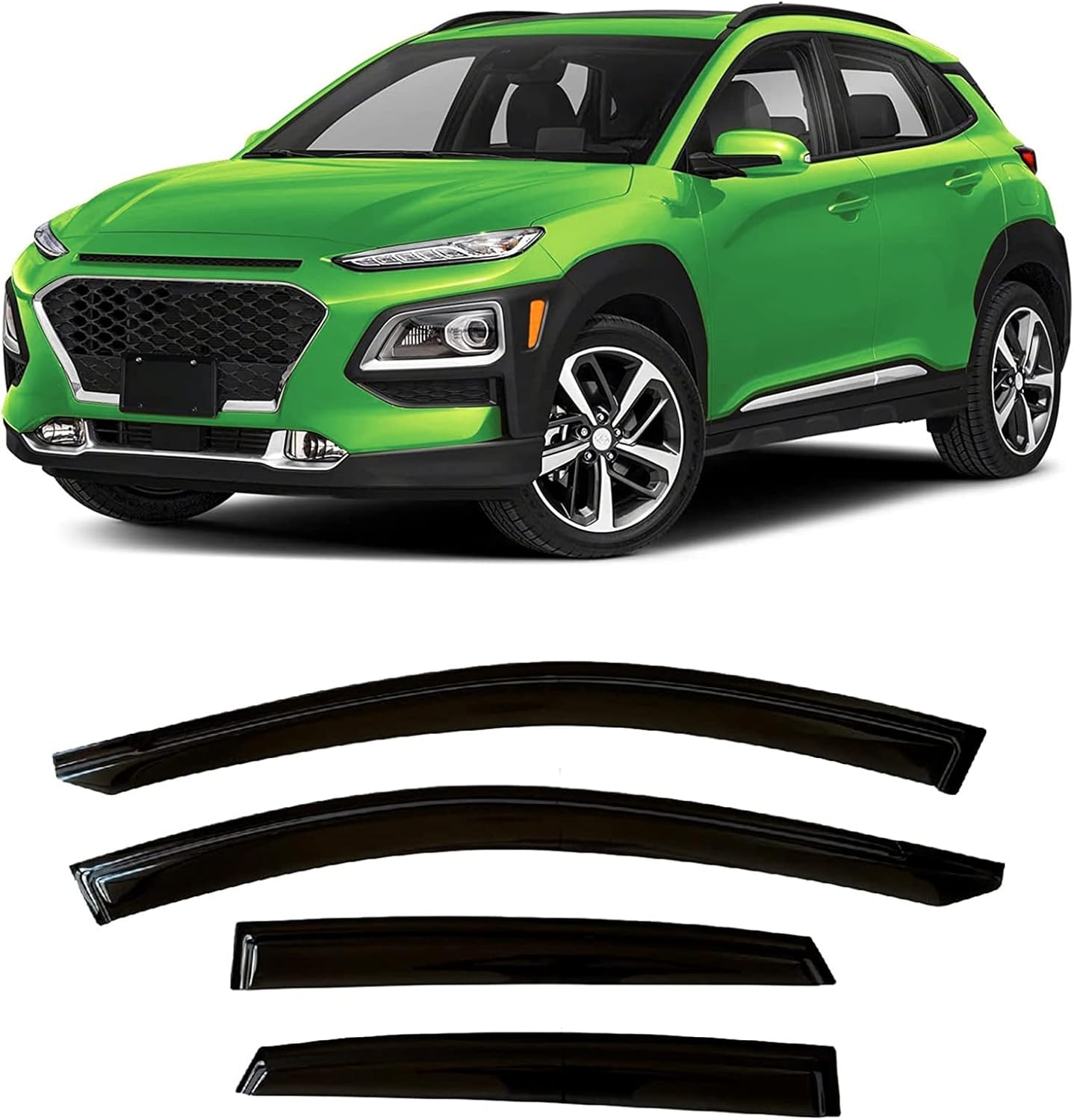 Tape-On Windows Visor 4-Piece for 2018-2022 Hyundai kona Rain Guards Shield Shade Smoke… black 18-22 Hyundai kona