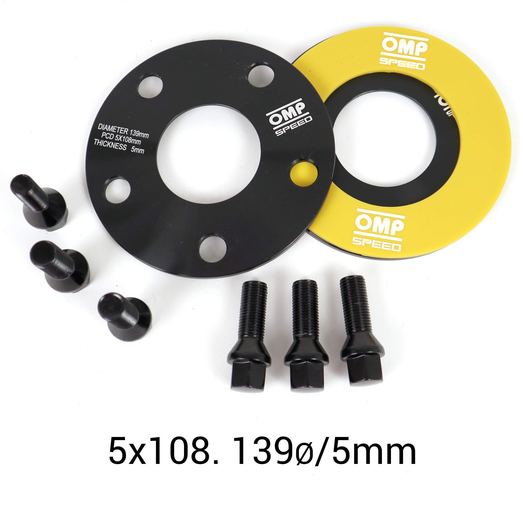 Distanziali Ruota OMP Speed – Spessore 5 Mm, PCD 5x108, CB 58.1, Per Cerchi In Alluminio, Set Di 2, Nero