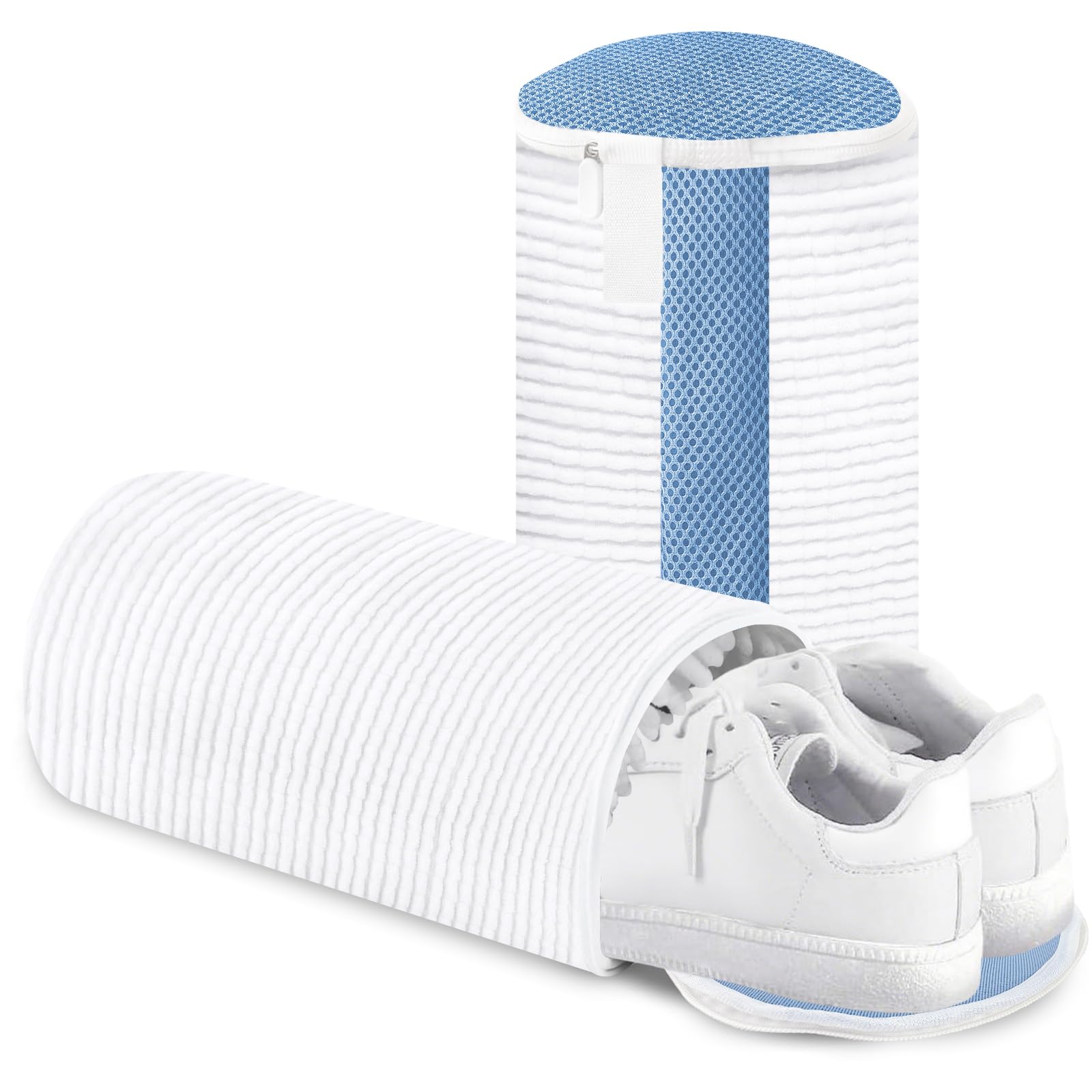 Schuh-Waschbeutel Set Für Waschmaschine – 2x Waschbeutel + 3x Aufbewahrungsbeutel (S/M/L), 360° Reinigung, Wiederverwendbar, Grau