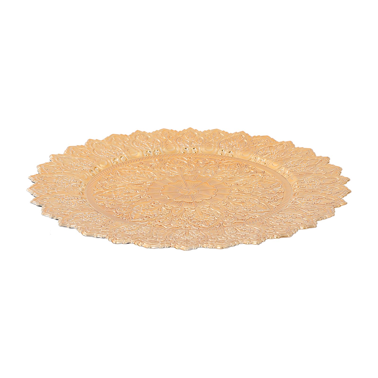 Lot de 50 assiettes de présentation rondes en plastique de 33 cm pour fêtes, mariages, banquets, restaurants (dorés)