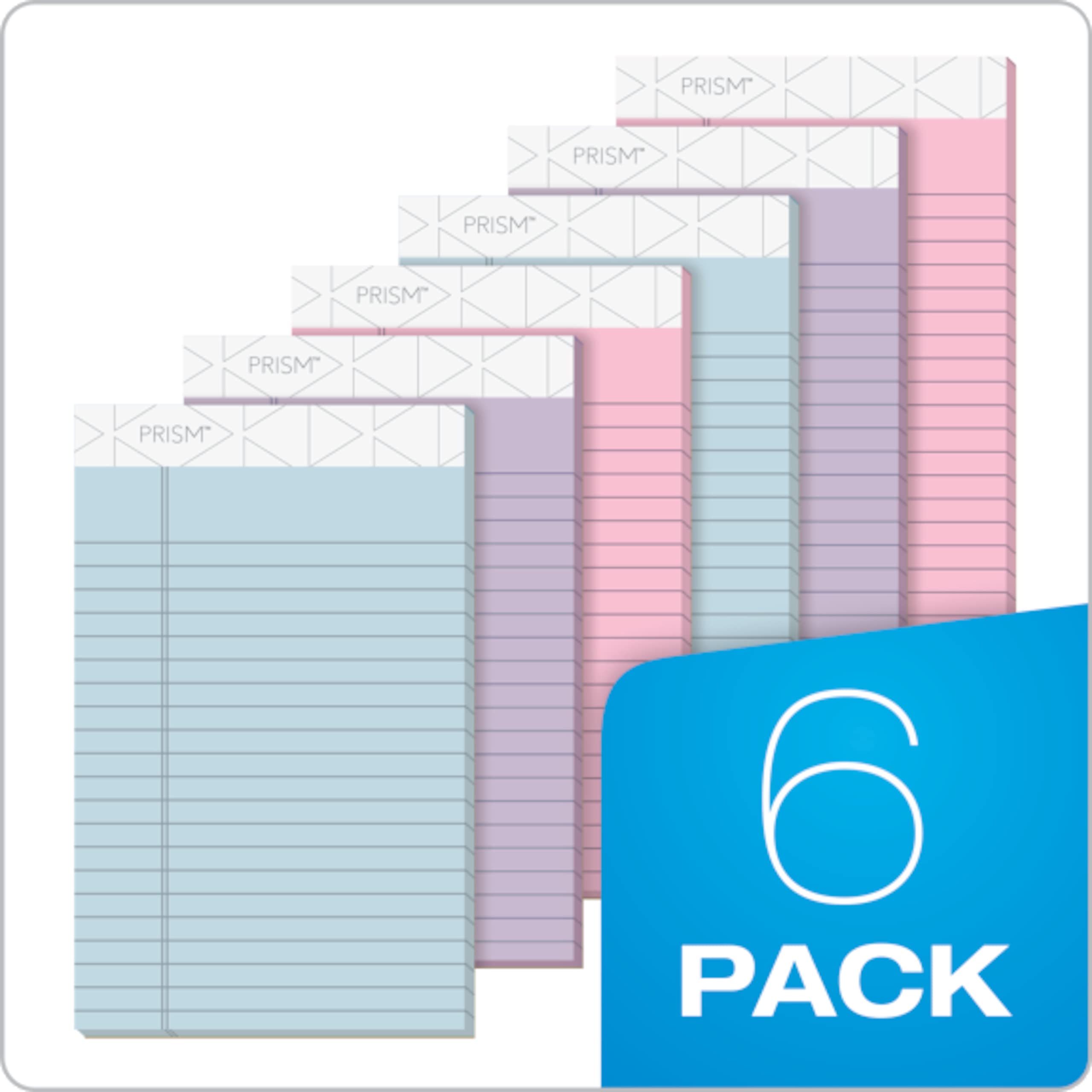 Tops Prism Plus% 100 geri dönüştürülmüş Legal Pad, 12,7 x 20,3 cm, delikli, farklı renklerde: pembe, orkide, mavi, dar, Rule, 50 yaprak Pro blok, 6 PADS Pro Pack (63016) Junior Legal (5" X 8")