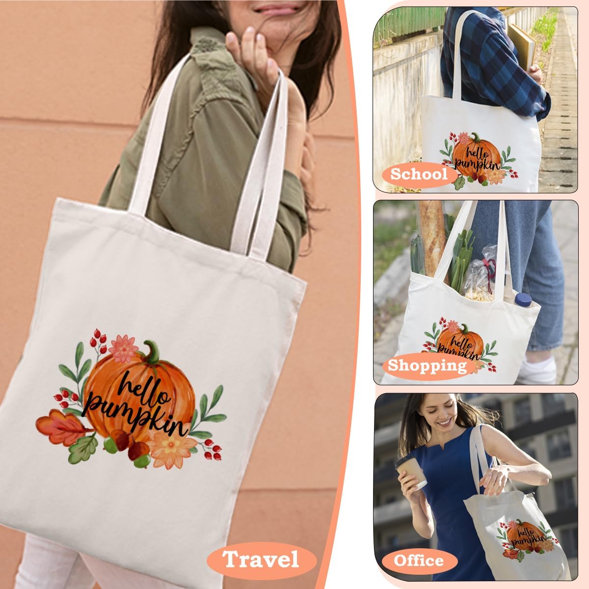 Aesthetic Seasonal Tote Bags for Women Mother's Day Spring Fall Halloween Thanksgiving - Image 5