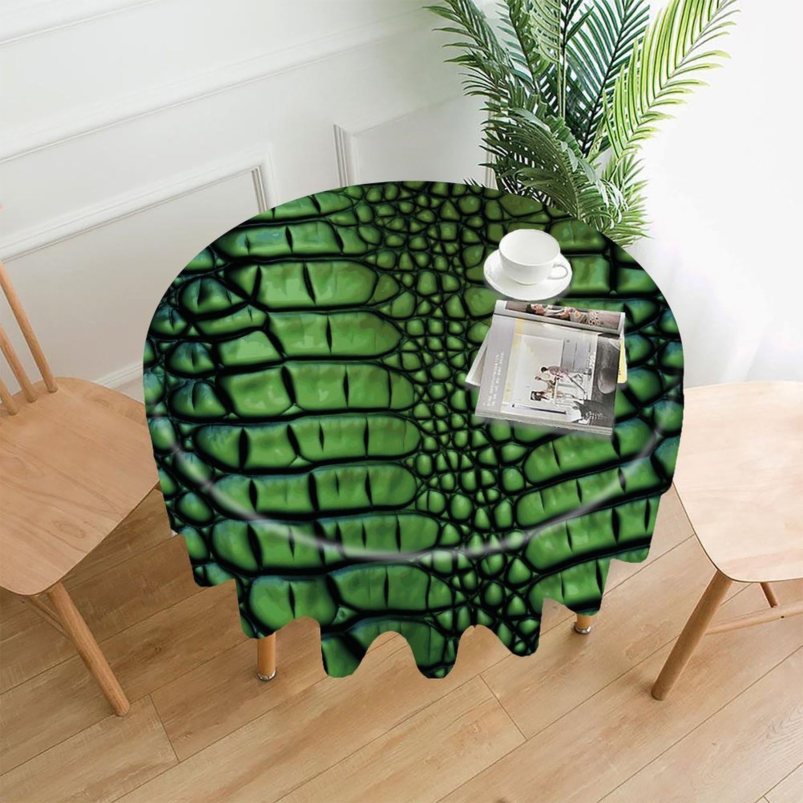 FekiLoot Alligator Skin Round Tablecloth Cover 60 Inch Wrinkle Free Washable Polyester Fabric Table Cover Decorative Round Table Cloth for Home Dining Kitchen Party Farmhouse