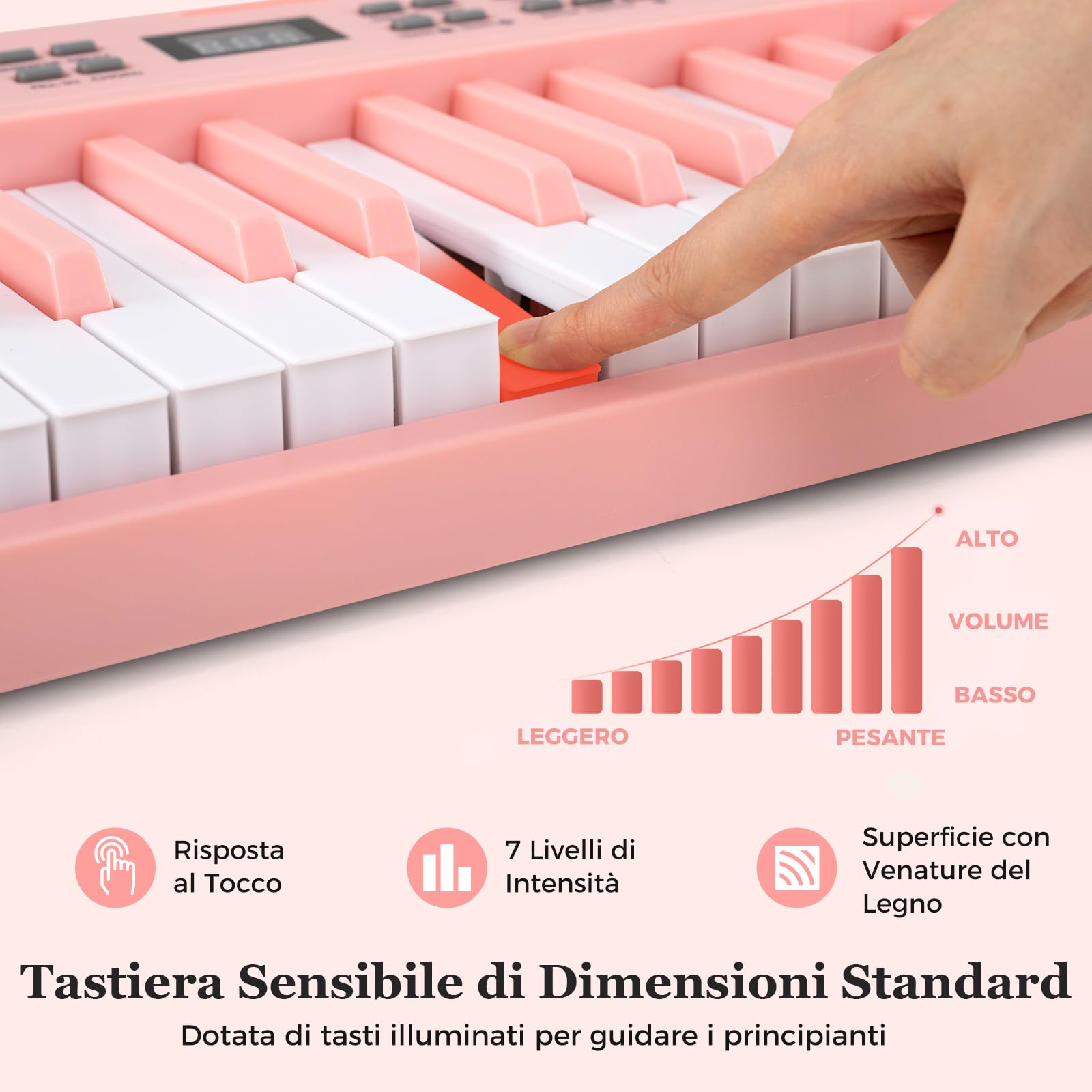 COSTWAY Tastiera Pianoforte Pieghevole a 61 Tasti, Tastiera Elettronica con Funzione MIDI, Cuffie, Pedale Sustain, Pianoforte Digitale Portatile per Principianti (Rosa)