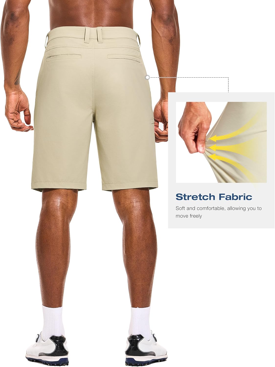PULI Men's Golf Shorts Stretch Casual Dress 10 Inch Inseam Lightweight Quick Dry Waterproof Hiking Shorts with Pockets
