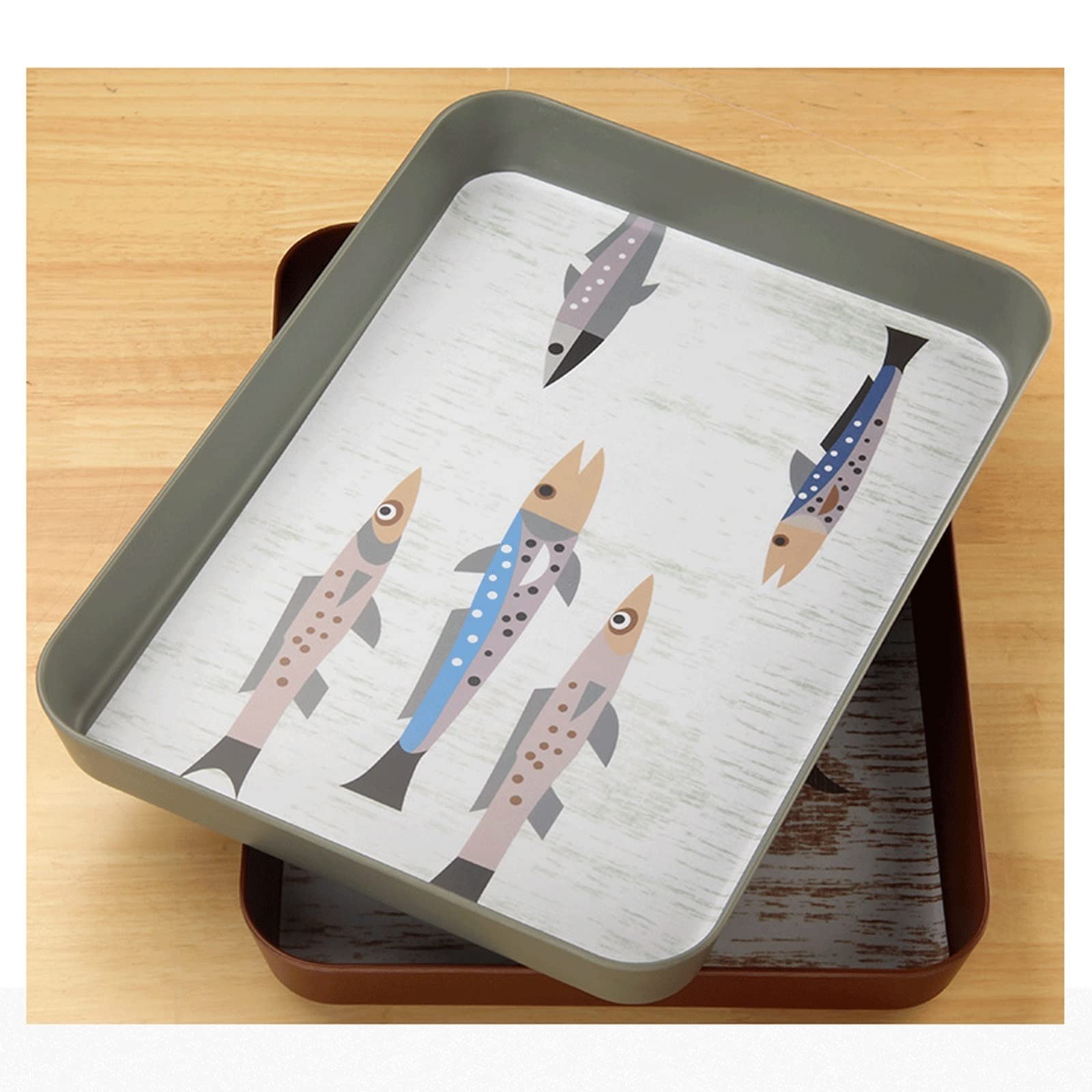 RWRAPS Bandeja de Mesa de Centro Elegante Bandeja Rectangular Adecuada para Servir Aperitivos, Aperitivos, postres con Patrones para Hacer Delicatessen, Bandeja para Servir Desayuno (Colo (Dorado)