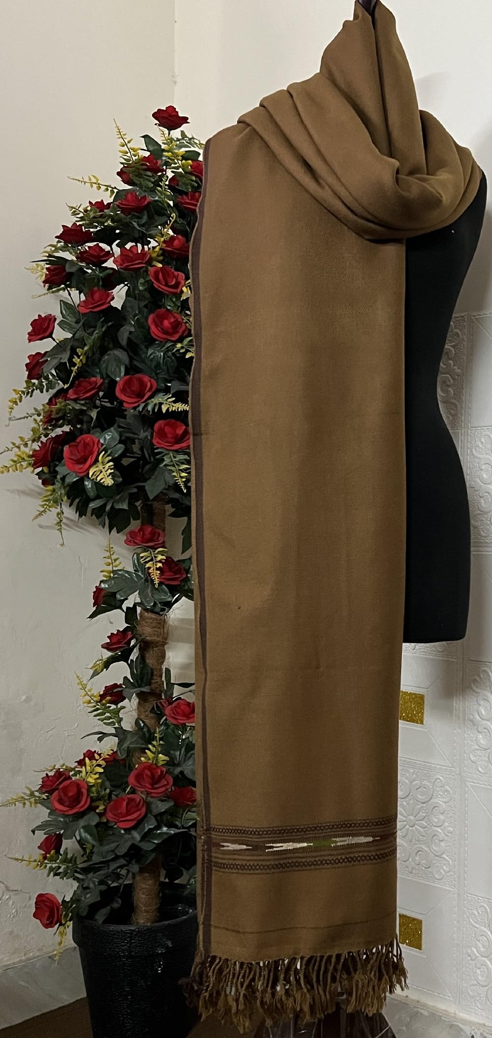 Brown Plain 70% Acrylic and 30% wool Men Shawl