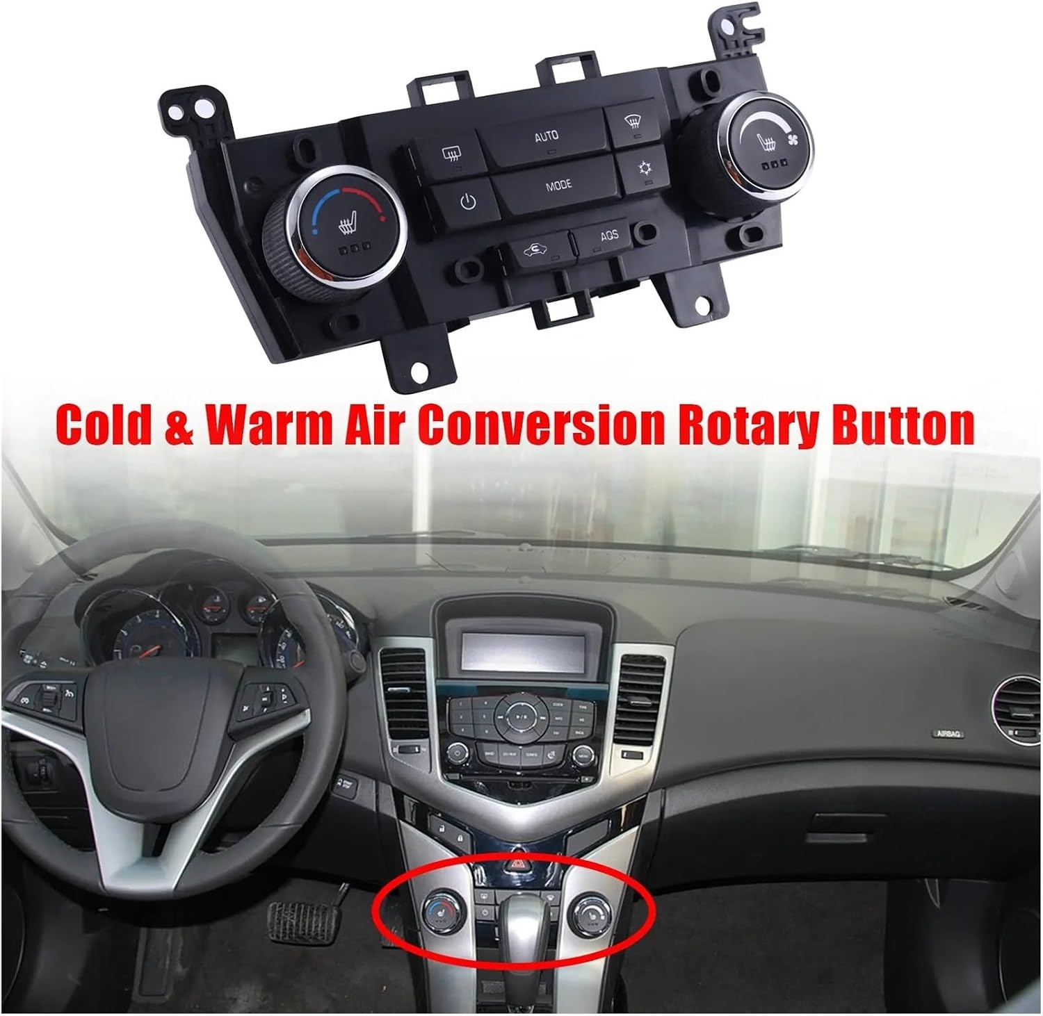 9057229 Car Air Conditioning Panel Cold & Warm Air Conversion Rotary Button Compatible with Cruze 2009-2014
