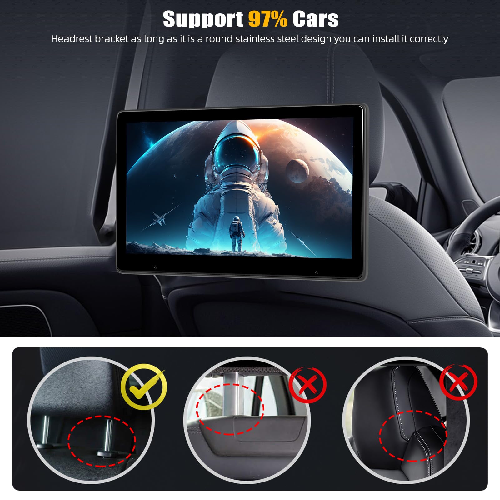 Monitor CAMECHO Headrest 10.1 Inch Carplay IPS Touchscreen Bluetooth - Dettaglio