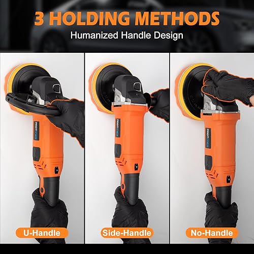 Miniatura 6 de Pulidora de búfer, 1600 W, 7 pulgadas6 pulgadas, cera pulidora rotativa, 8 velocidades variables 500-3500 RPM, kit de pulidores y pulidores de