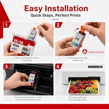 LOMENTICS PGI-35 Black and CLI-36 Color Printer Ink Cartridges (3-Pack, 2Black/1Tri-Color) - Lometic PGI35 CLI36 Ink Replacement for Canon 35 36 Ink to Work with PIXMA iP100, iP110, TR150 Printer